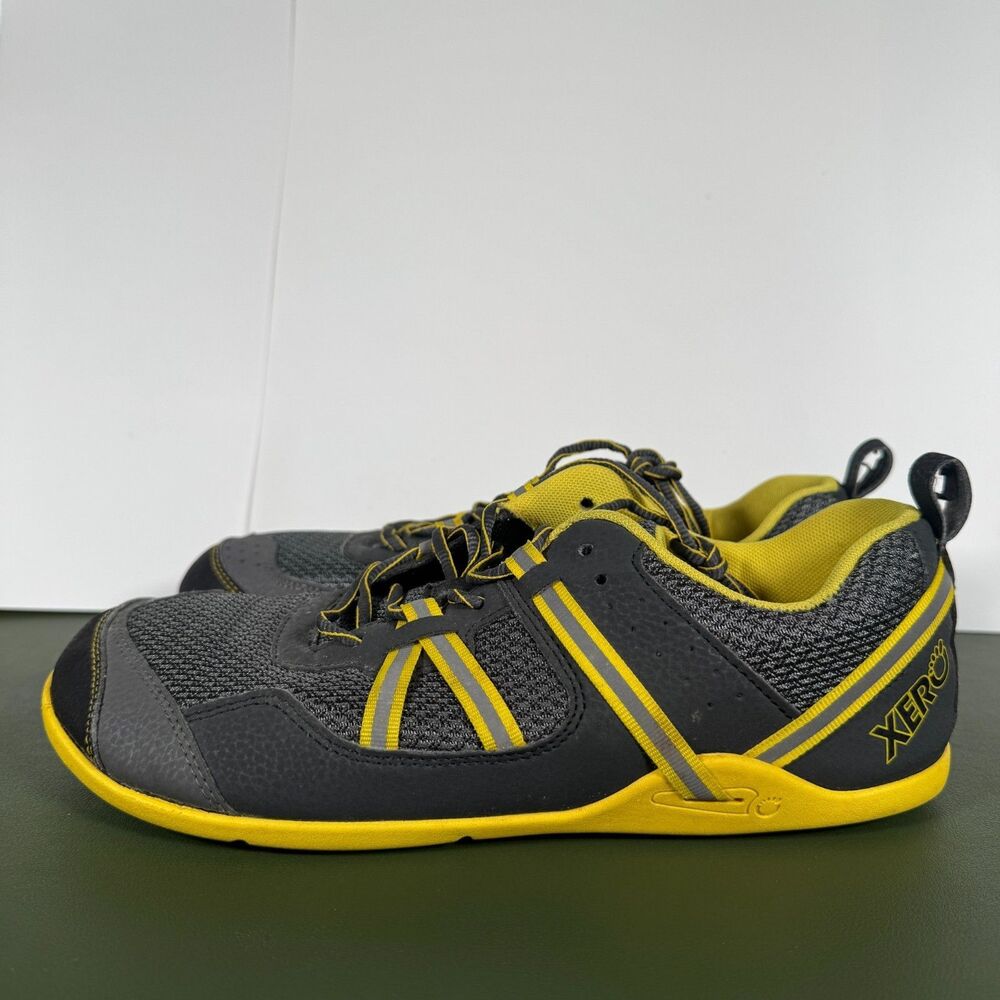 Xero Shoes Mens Prio Minimalist Athletic Shoes Black/Yellow Sz 9 Barefoot Style